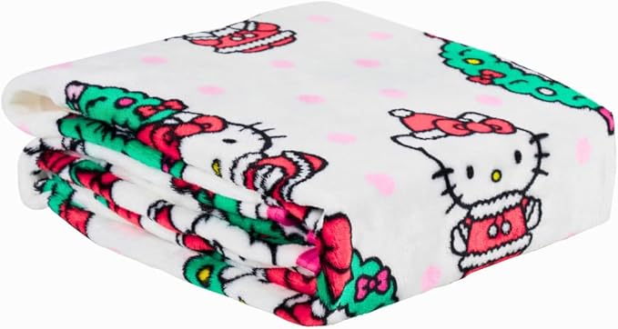 Franco Collectibles Sanrio Hello Kitty Holiday Christmas Blanket, Super Soft Cozy Plush, 60 in x 90 in, (Officially Licensed Product)