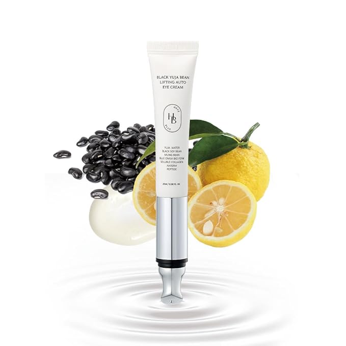 HEVEBLUE Black Yuja Bean Lifting Auto Eye Cream - Sensitive Skin, Vegan, Hypoallergenic, Korean Skincare, Wrinkle Care Device, Vibration Face Massage, Anti Aging, Collagen, Vibrating