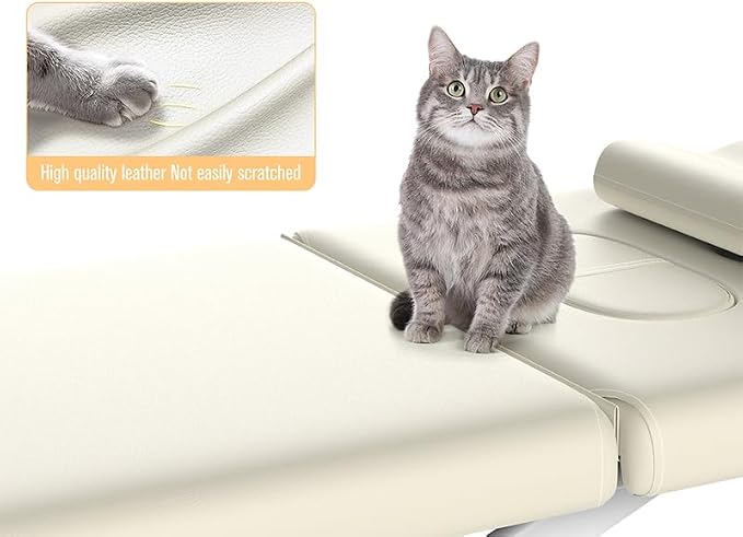 Olela 2 Motor Electric Stationary Massage Table, Heavy Duty Massage Table, 31.2" Wide Professional Massage Bed with Electric Backrest & Electric Lift, Metal X-Frame, PU Leather