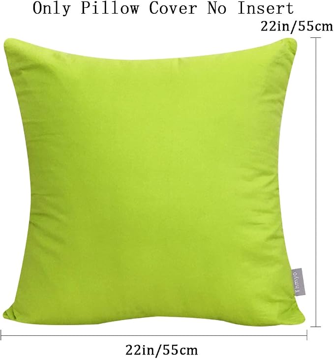 Thmyo 4-Pack 100% Cotton Comfortable Solid Decorative Throw Pillow Case Square Cushion Cover Pillowcase Sublimation Blank Pillow Covers DIY Throw Pillowcase for Couch(22x22 inch/ 55x55cm,Light Green)