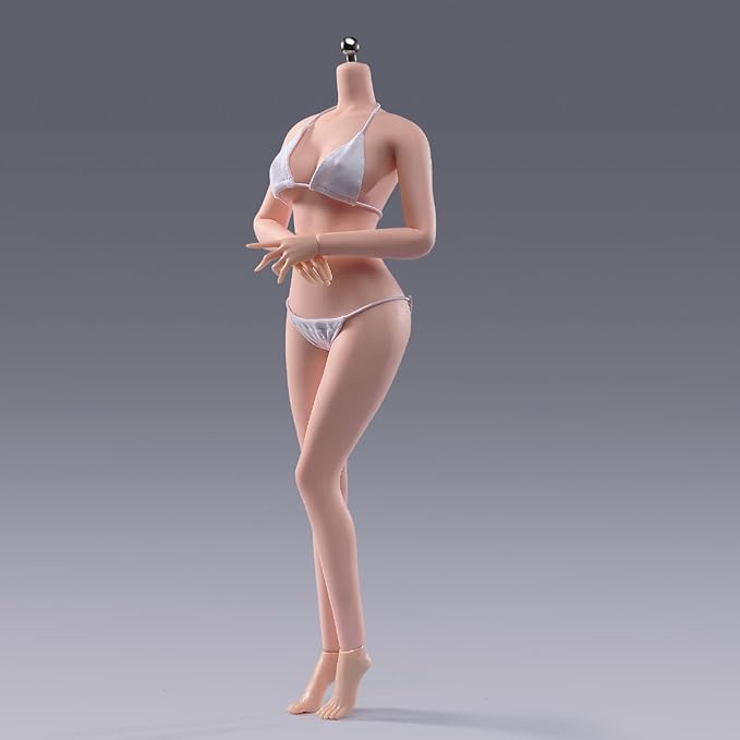 1/6 Scale Female Action Figure Body, 12 inches Seamless Flexible Action Figure Body Model with Detachable 5 Pairs Hand Gesture Shapes (Pale Skin)