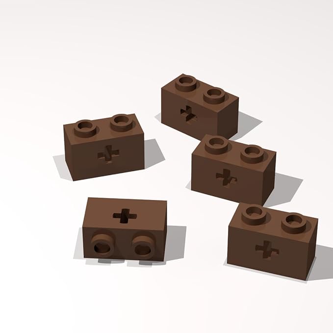 Classic Building Brick Bulk, 1x2 with Axle Hole 260 Piece, Compatible with Lego Parts and Pieces: (Color:Brown)