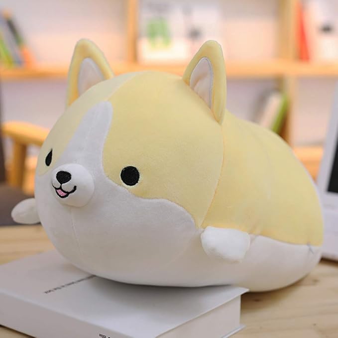 Corgi Dog Plush Pillow, Cute Shiba Inu Corgi Butt Stuffed Animal Toys Gifts for Bed, Valentine, Kids Birthday, Christmas (Yellow, 17.3inch)
