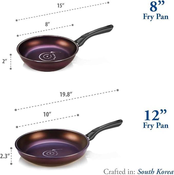 TECHEF - Art Pan 8" & 12" Nonstick Frying Pan Set, PFOA-Free, Dishwasher-Safe, Made in Korea