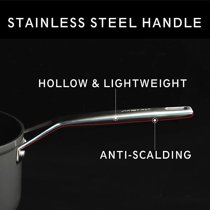 MsMk 9.5 Inch Nonstick Frying pan with Lid, Grey Cooking Pan Skillet | Non Toxic, Even Heating, Easy Clean, Dishwasher & Oven Safe, suitable for gas & electric & induction stoves, PFOA & PFAS Free