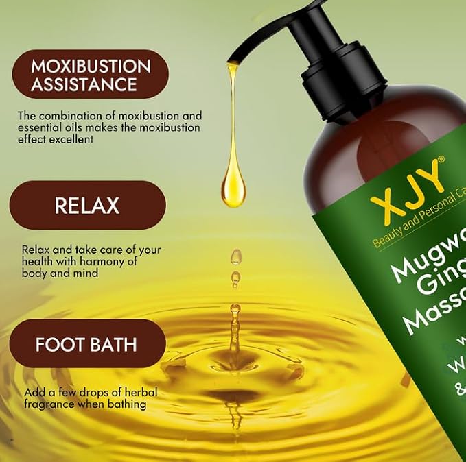 Mugwort Ginger Massage Oil Lymphatic Drainage Oils Anti Cellulite for Leg Arm Belly Shoulder Gua Sha Body Muslce Relaxing Soothing Massage Tools