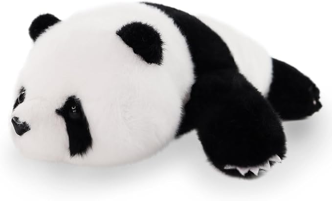 Plush Panda Stuffed Animal, Black and White Weighted Plush Pillow, 12" Soft Cuddly Toy, for Kids and Girls Birthday Christmas