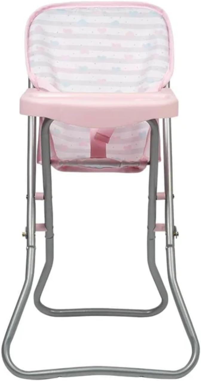 ADORA Durable Pastel Pink Hearts Baby Doll High Chair 20.5” Suits Most Stuffed Animals, Plush Toys, and Dolls up to 16 inches Birthday Gift for Ages 3+