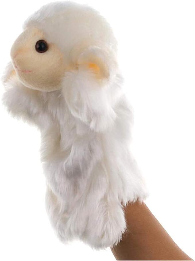 Sheep Hand Puppets Lamb Plush Animal Toys for Imaginative Pretend Play Storytelling White