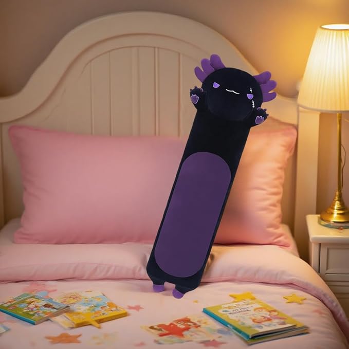 Axolotl Plush, 43.3” Long Axolotl Body Pillow for Kids, Cute Axolotl Stuffed Animals for Girls, Soft Plushies Toy Gifts for Birthday Dark Purple