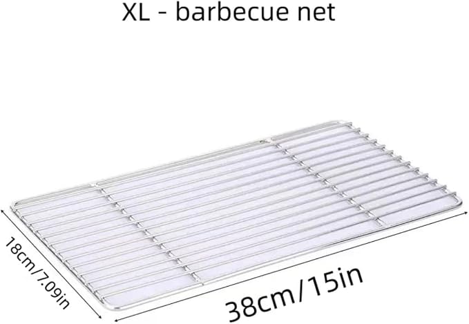 Upgraded Japanese Hibachi Grill, Portable Tabletop Yakitori Charcoal BBQ Indoor Outdoor with Wooden Base & Grill Grid - 6.7x4.73x13.6in (XL)