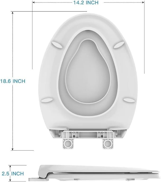 19" Elongated Pink Toilet Seat with Built-In Potty Training Seat, Soft Quiet Close Non-Slip Design for Adult and Child, Magnetic Kids Seat and Cover, Easy to Install for Elongated Toilets