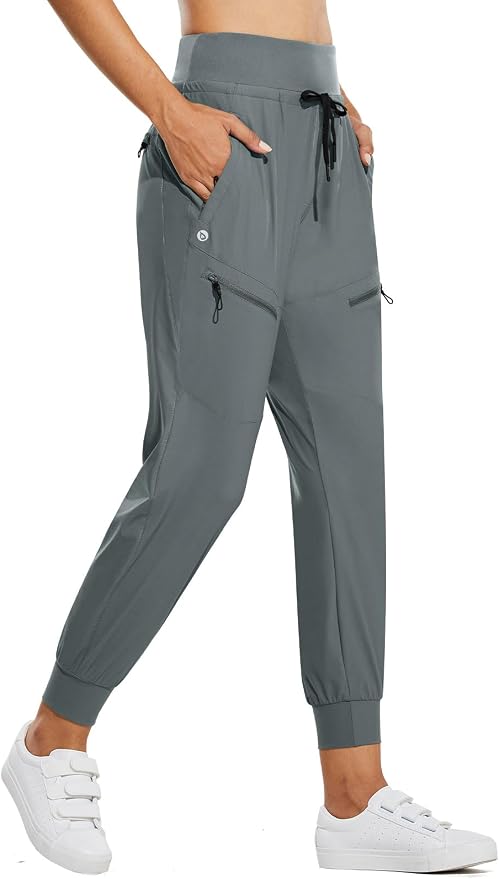baleaf Womens Lightweight Hiking Pants Water Resistant Quick Dry Joggers with 5 Zipper Pockets UPF 50+ for Travel Hiking