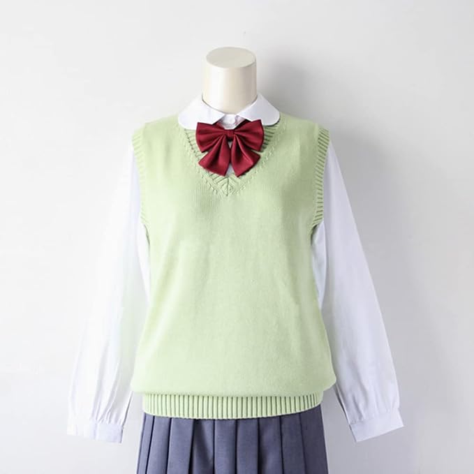 jinghuiyue Women’s V Neck Sweater Vest School Uniform Solid Color Sleeveless Knit Sweaters Pullover Tank Tops