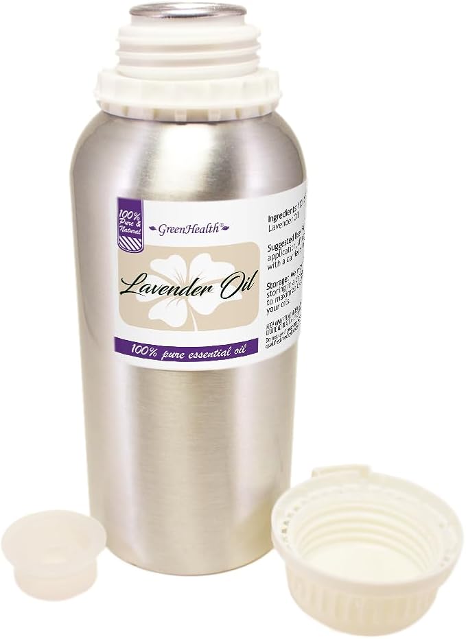 Lavender Essential Oil – 32 fl oz (946 ml) Aluminum Bottle w/Plug Cap - GreenHealth