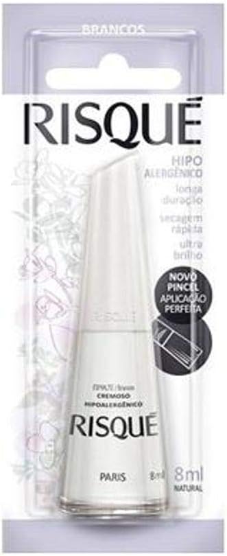 Nail Polish Risque Creamy White | Esmalte de Unhas | Fast Dry, Hypoallergenic, Long-Lasting, Extra Sparkle, Anti Allergic, Made in Brazil | Paris, 0.3 oz, 8ml