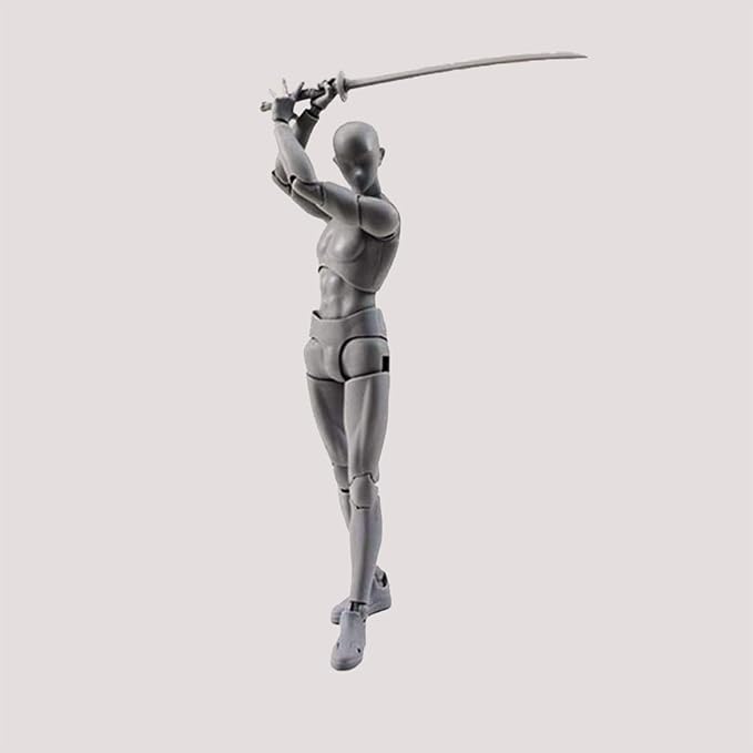 AXITWXIT Action Figures Body-Kun DX & Body-Chan DX PVC Figure Model Drawing for S H Figuarts with Box for Artists (Gray, Female)