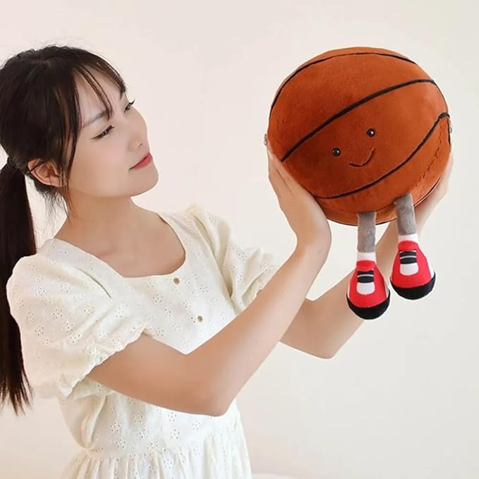 13.7inch Football Plush Toys,Rugby Stuffed Sports Balls Toy,with feet Creative Soccer Doll,Cute Fun Soft Plush Ball,Plush Stuffed Spherical Soft Toys Sports Throw Pillow Cushion Kids Gift (Basketball)