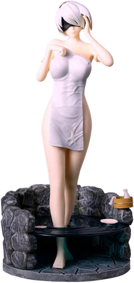 2B Figure Statue Model - 1/6 Scale 2B Action Figure Bathing Scene 2Byorha Anime Figurine, 30cm No.2 Type B Figures, PVC Handmade Collectible Desktop Decoration