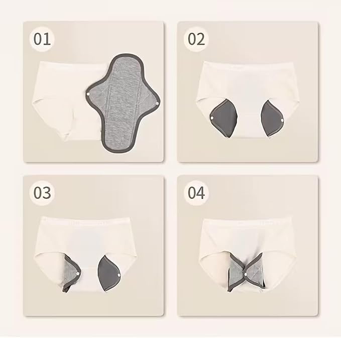 6 Pieces Reusable Menstrual Pads Reusable Sanitary Pads Leak-Proof Washable Panty Liners Soft Cloth Menstrual