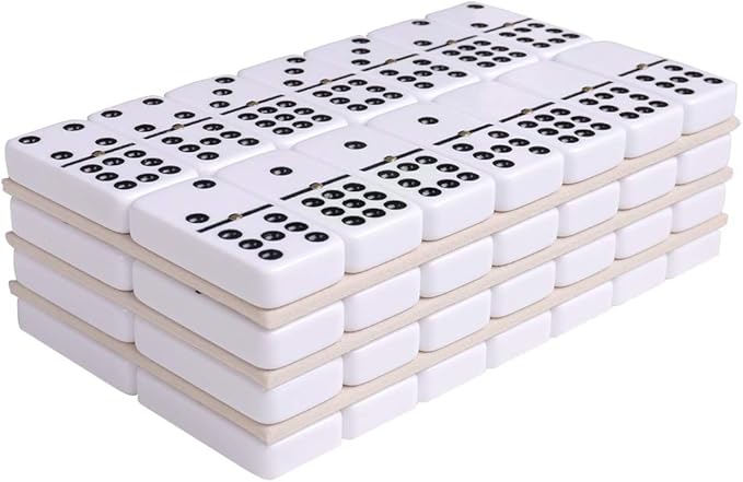 Silverman & Co. Double 9 Large White Domino Set - Black Case