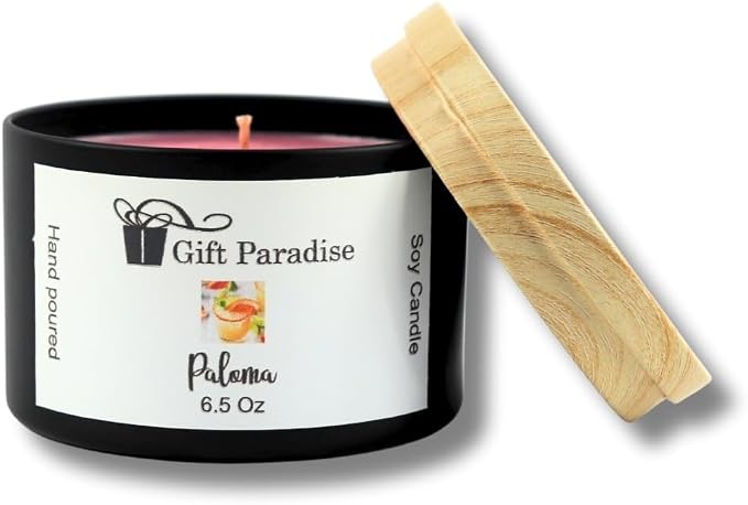 Paloma Soy Wax Candle in Black Metal Tin, 6.5 oz, Cotton Wick (6.5 oz,)