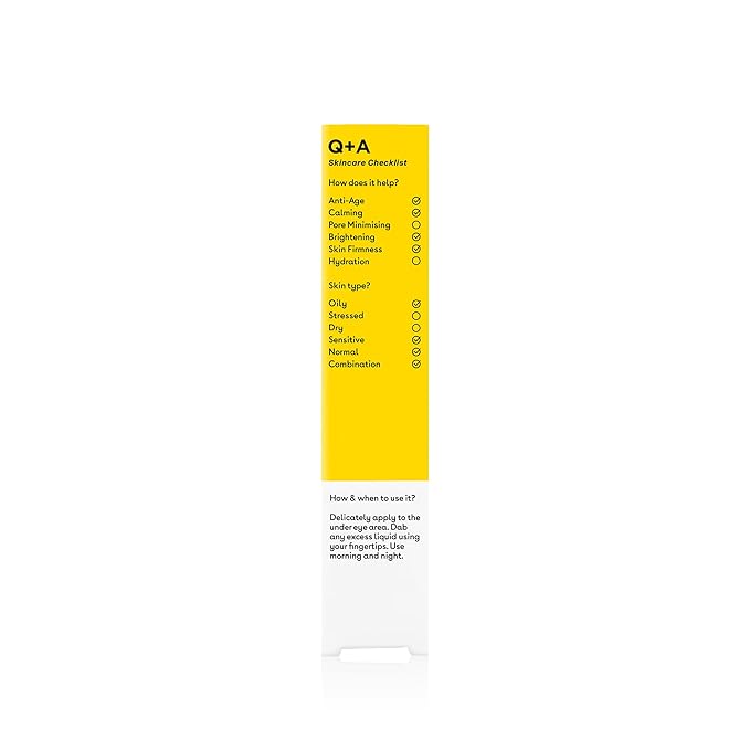 Q+A Caffeine Eye Serum (15ml), Brightening Eye Serum, 99.9% Natural Caffeine Treatment for Dark Circles, Puffiness & Fine Lines, with Green Tea & Pomegranate Antioxidants, Anti Aging Skincare