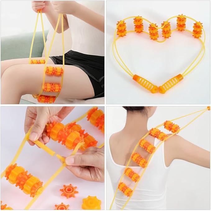 NOLITOY Manual Back Massager Roller Rope Hand Operated Massage Roller for Back Neck Legs and Shoulders Portable Muscle Massage Tool for Home Office and Travel