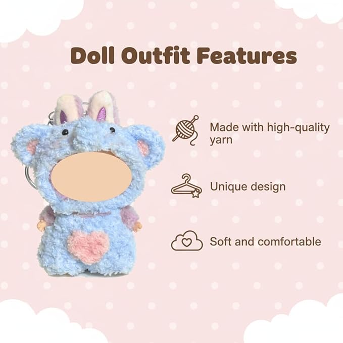 Asix Toy Knitted Clothes Set for 10cm Blind Box Figures,Crochet Outfit Clothes Compatible with Pin for Love Mini Doll,Blind Box Figures Outfits Accessories,Doll Clothes Accessories Only (Elephant)