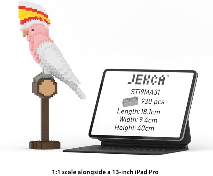 JEKCA Pink Cockatoo 01S | Parrot Plastic Building Blocks | Age 14+
