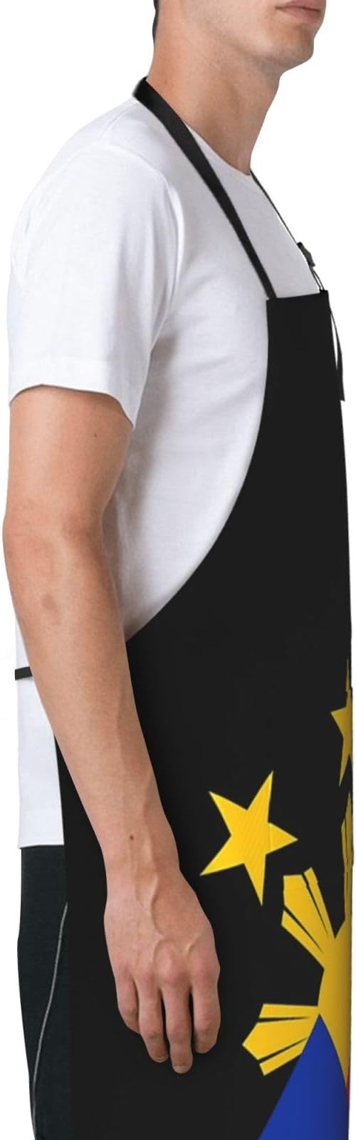 Cute Flag Kitchen Cooking Aprons for Women Men Adjustable Patriotic Flag Apron with 2 Pockets for Home Kitchen Garden