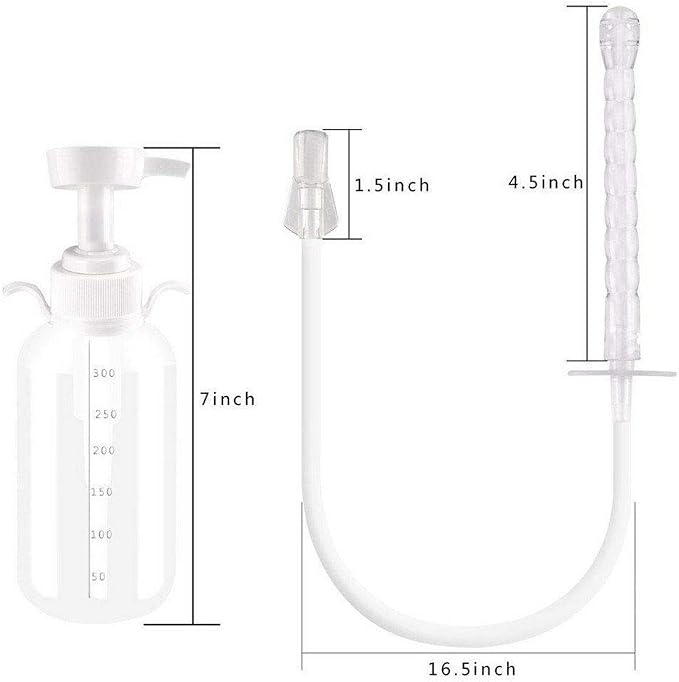 Vaginal Douche Cleansing System Female Syringe Cleaner Enema Reusable Rinse Portable Kit with 3 Nozzle 100% Safe Non-Toxic (300 ML)