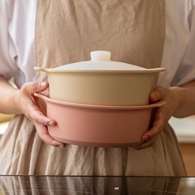 Microwave Silicone Steamer for Baby Food, Made In Korea, Oven & Dishwasher Safe to 482°F, Easy Clean, Microwave Pot with Handle & Lid, 100% Food Grade Steamer Bowl (Terracotta Rose, 50.7oz (1500ml))