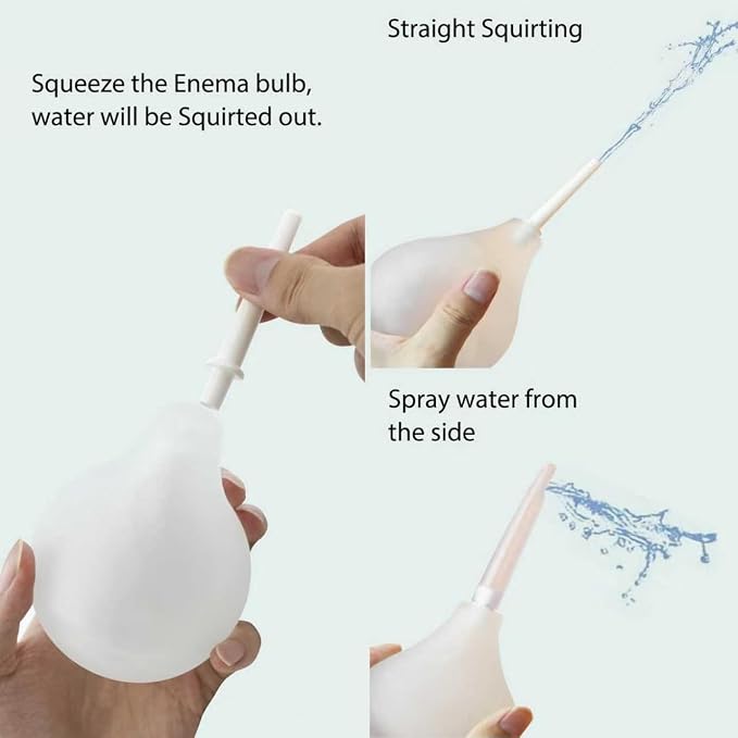 TopQuaFocus 8oz Enema Kit - Anal and Vaginal Douche for Men, Flushing System with Silicone Bulb and 4 Replaceable Tips (Transparent)