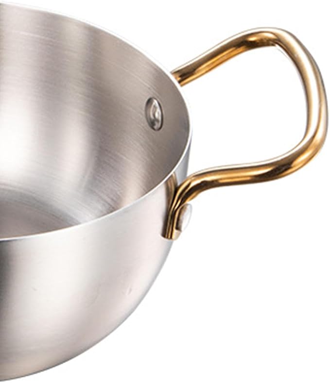 Korea Ramen Pot Stainless Steel Double Handle Noodle Cooking Pot for Induction Cooker (Silver)