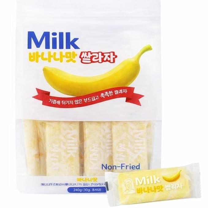 Korean Milk Rice Cracker 밀크 쌀과자 240g (240g, Banana)