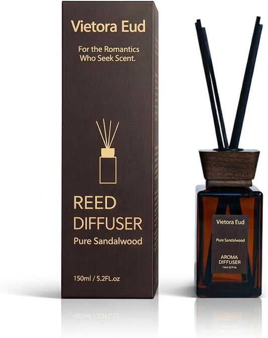 Natural Sandal Wood Reed Diffuser - 5.6 Fl Oz for Home& Office, Bathroom&Shelf Decor| Long Lasting Air Freshener|Gift for Women, Housewarming&Birthday