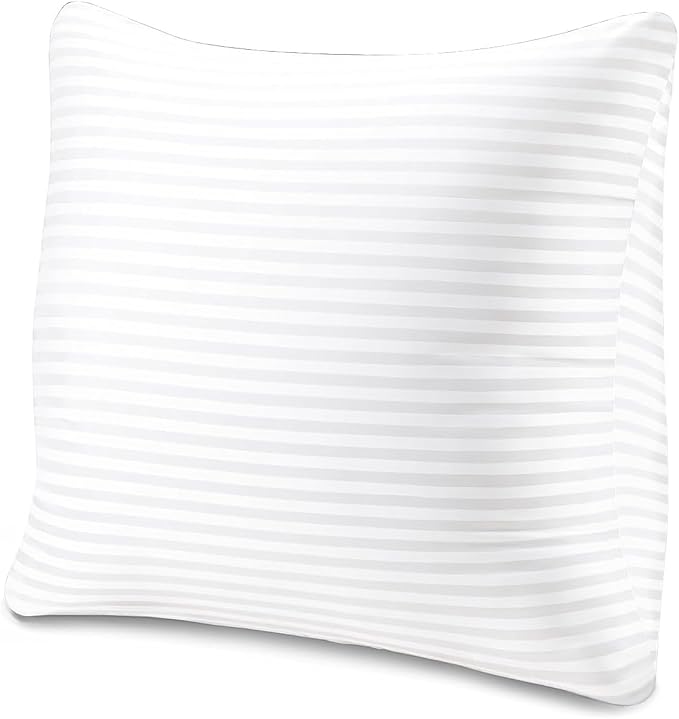 EvZ Premium 20x20 Pillow Insert (Single Pack) - Decorative Square Throw Pillow Form - Soft Polyester Stuffer with Elegant White Striped Shell - Ideal for 20x20 Covers