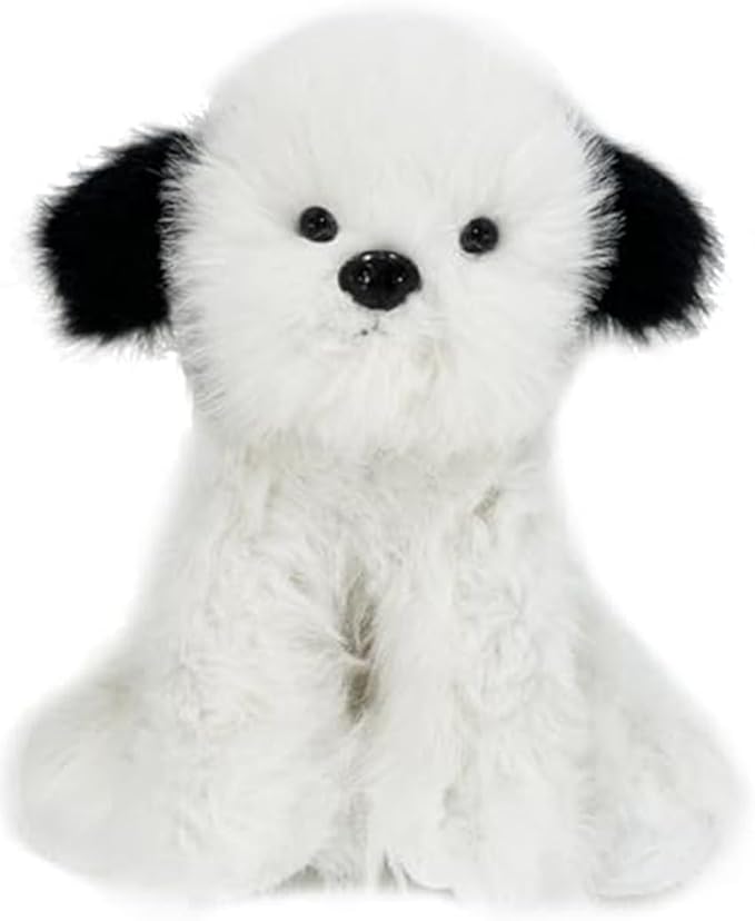 Plush Puppy Dog Toy - 15 Inch Soft Stuffed Animal, Cuddly Black and White Fluffy Dog, Huggable Plush Companion for Kids and Adults, Birthday