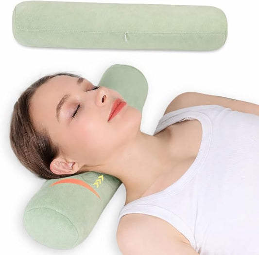Health Cervical Neck Roll, Resilient Bolster Pillows, Round Neck Pillows Support for Sleeping, Large Size Bolster Pillow for Bed, Legs, Back and Yoga