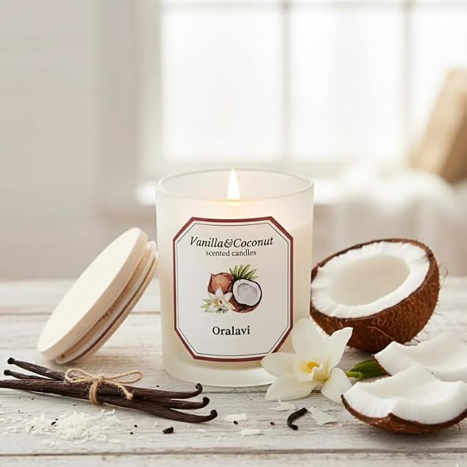 Vanilla Coconut Candles for Home, Non-Toxic Soy Wax 16oz Aromatherapy Candle Gifts,Highly Scented & Long Lasting Vanilla Candle for Home Relaxation|Stress Relief|Mediation|Spa