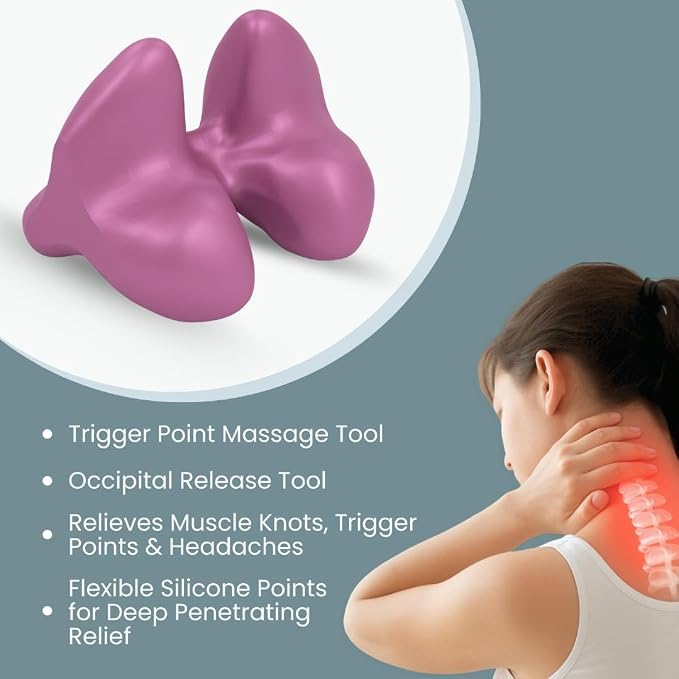 Trigger Point Neck Massager for Neck Pain Relief, Occipital Release Tool, 100% Silicone Design with Flexible Points to Relieve Deep Muscle Tension and Headaches