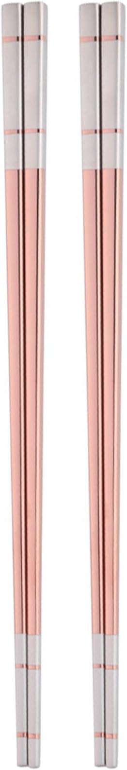 Reusable Stainless Steel Chopsticks,Dishwasher Safe , Easy to Use(2 PCS,Rose gold)