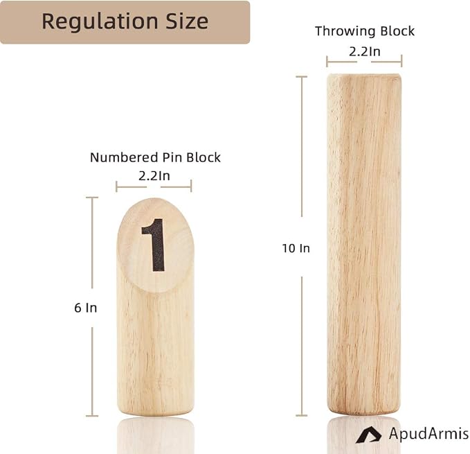 ApudArmis Wooden Tossing Game Set, Numbered Block Toss Games Set with Scoreboard & Carrying Case - Outdoor Lawn Backyard Beach Game for Adults Family