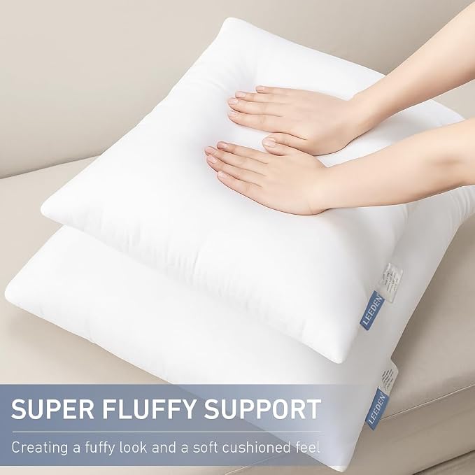 Leeden 14x22 Pillow Inserts Pack of 2, Fluffy Lumbar Throw Pillow Inserts, Soft Rectangle Decorative Throw Pillows for Sofa Bed White Pillows