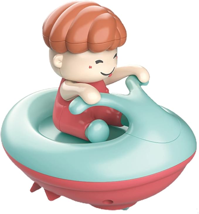 Windup Speed Boat Bath Toy, Funny Bathtub Yacht Toy Clockwork Ski Jet Ship Toy Boat Tub Toy Yacht Water Toy for Boys and Girls (Blue-red)