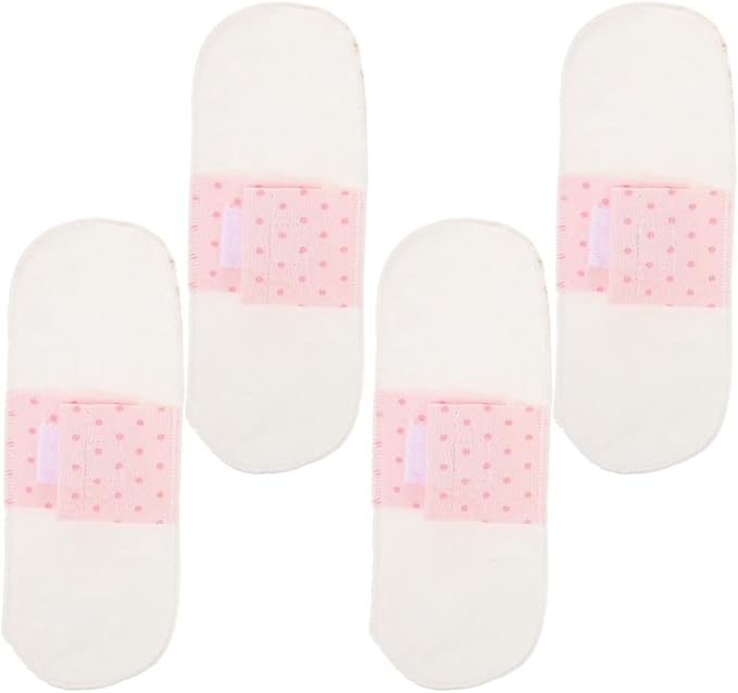 Reusable Washable Cotton Menstrual Pads 4pcs 21cm Waterproof Panty Liners Soft Breathable Cloth Pads for Pregnancy Postpartum Period Care