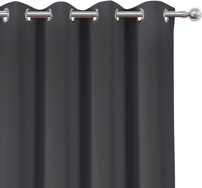 LEMOMO Dark Grey Blackout Curtains 66 x 63 Inch Length/Set of 2 Curtain Panels/Thermal Insulated Room Darkening Blackout Curtains for Bedroom