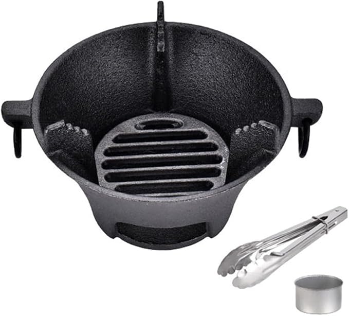 Cast Iron Charcoal Stove, Thick Base for Even Heat, Portable Korean BBQ Grill for Camping and Outdoor Picnics(16cm)