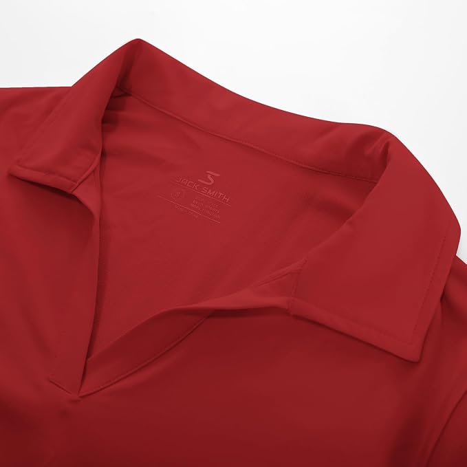 JACK SMITH Women's Golf Polo Shirt V Neck Short Sleeve Tennis Shirt Sun Protection Moisture Wicking Athletic Tops